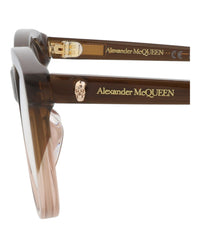 Alexander McQueen Womens Square/Rectangle Brown Brown Transparent Fashion Designer Eyewear