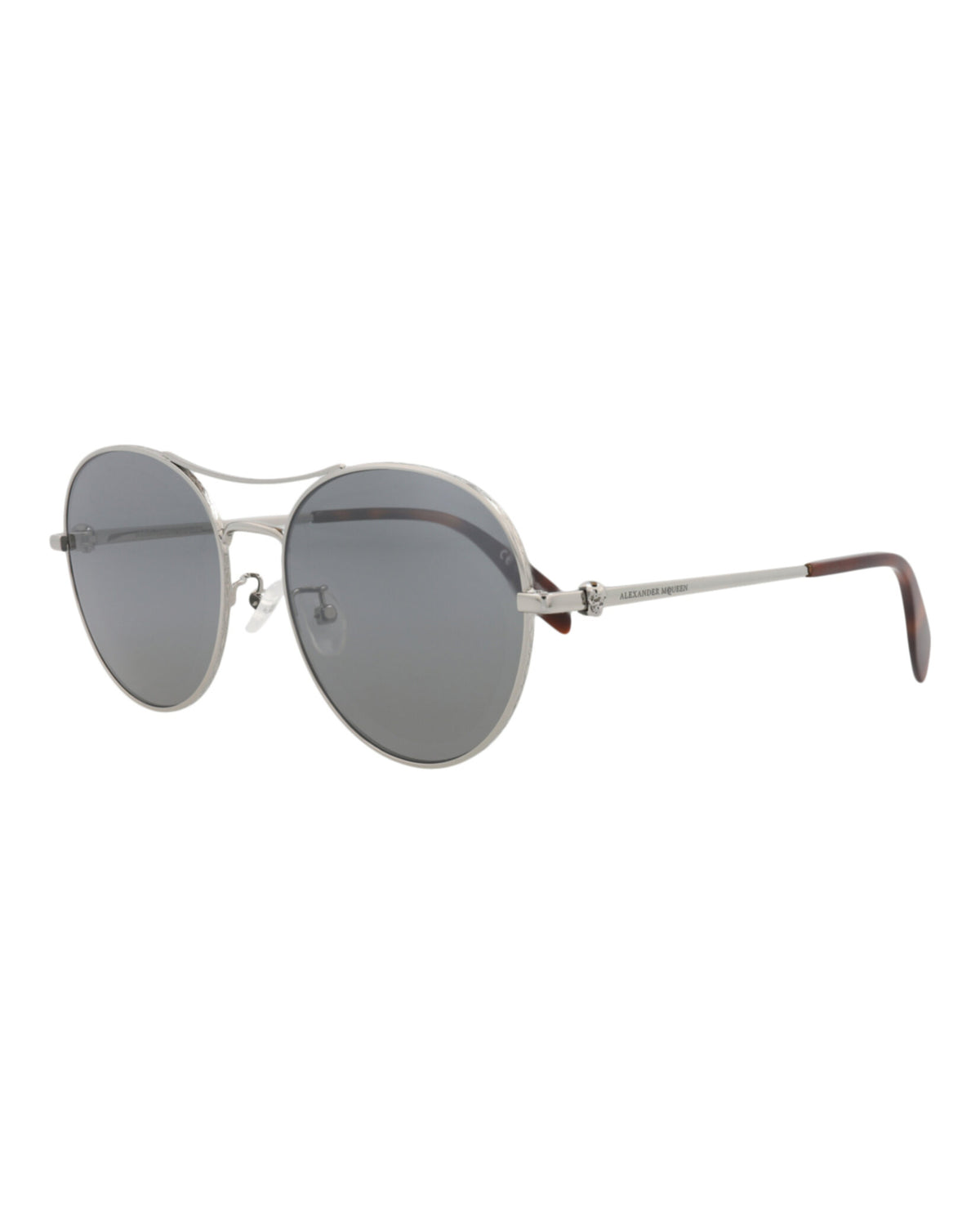 Alexander McQueen Unisex Round/Oval Ruthenium Ruthenium Silver Fashion Designer Eyewear