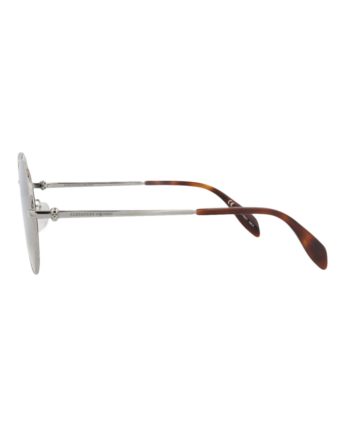 Alexander McQueen Unisex Round/Oval Ruthenium Ruthenium Silver Fashion Designer Eyewear