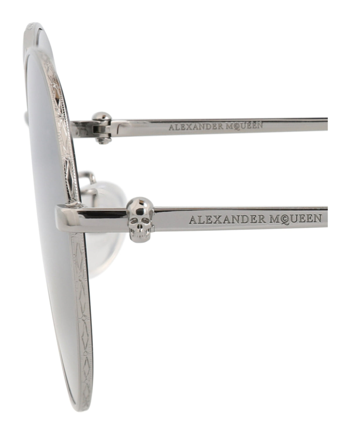 Alexander McQueen Unisex Round/Oval Ruthenium Ruthenium Silver Fashion Designer Eyewear
