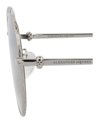 Alexander McQueen Unisex Round/Oval Ruthenium Ruthenium Silver Fashion Designer Eyewear