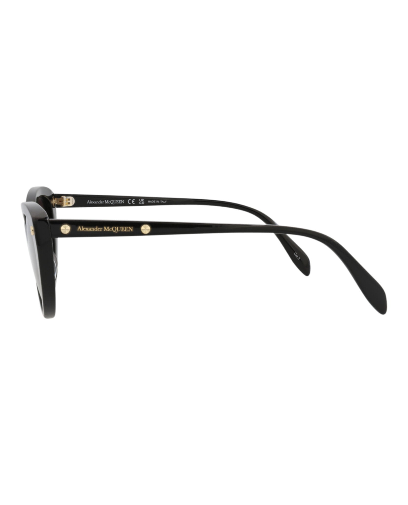 Alexander McQueen Womens Cat Eye Black Black Grey Fashion Designer Eyewear