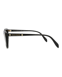 Alexander McQueen Womens Cat Eye Black Black Grey Fashion Designer Eyewear