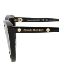 Alexander McQueen Womens Cat Eye Black Black Grey Fashion Designer Eyewear