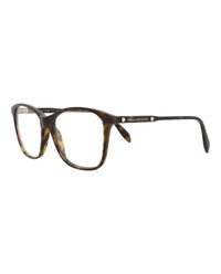 Alexander McQueen Womens Square/Rectangle Havana Havana Transparent Fashion Designer Eyewear