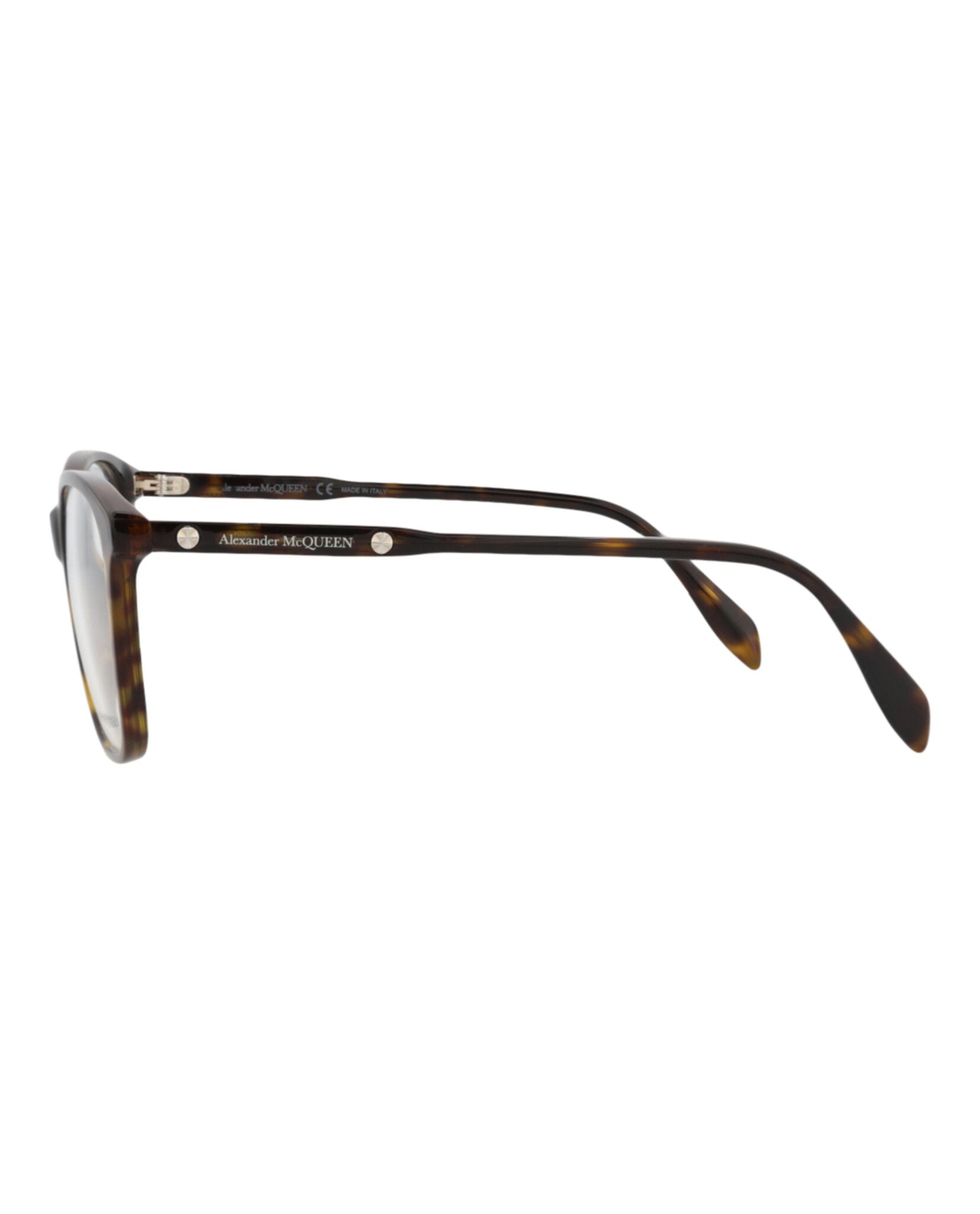 Alexander McQueen Womens Square/Rectangle Havana Havana Transparent Fashion Designer Eyewear