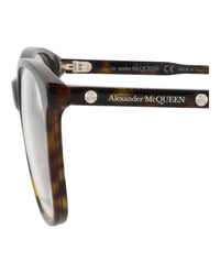 Alexander McQueen Womens Square/Rectangle Havana Havana Transparent Fashion Designer Eyewear