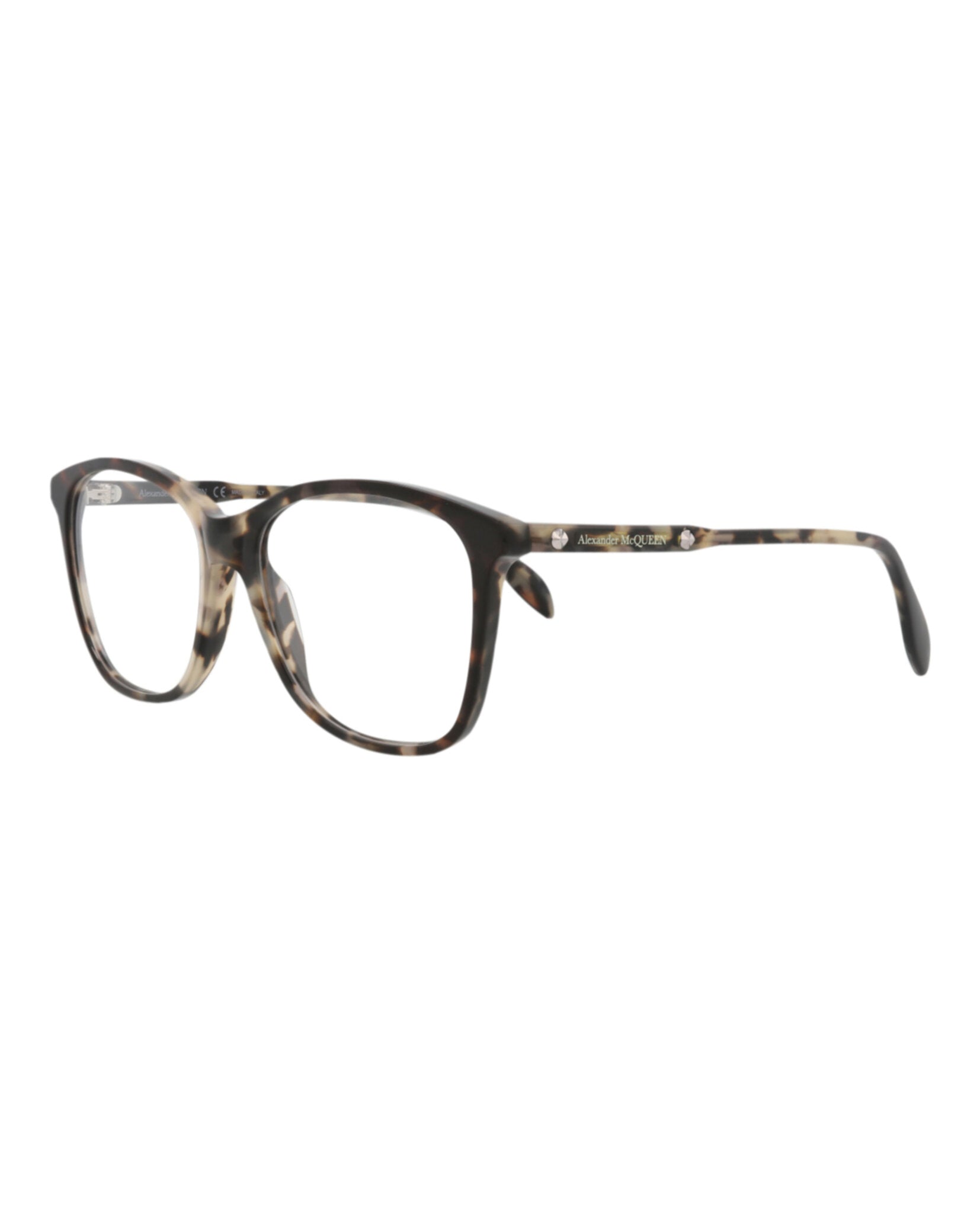 Alexander McQueen Mens Square/Rectangle Havana Havana Transparent Fashion Designer Eyewear