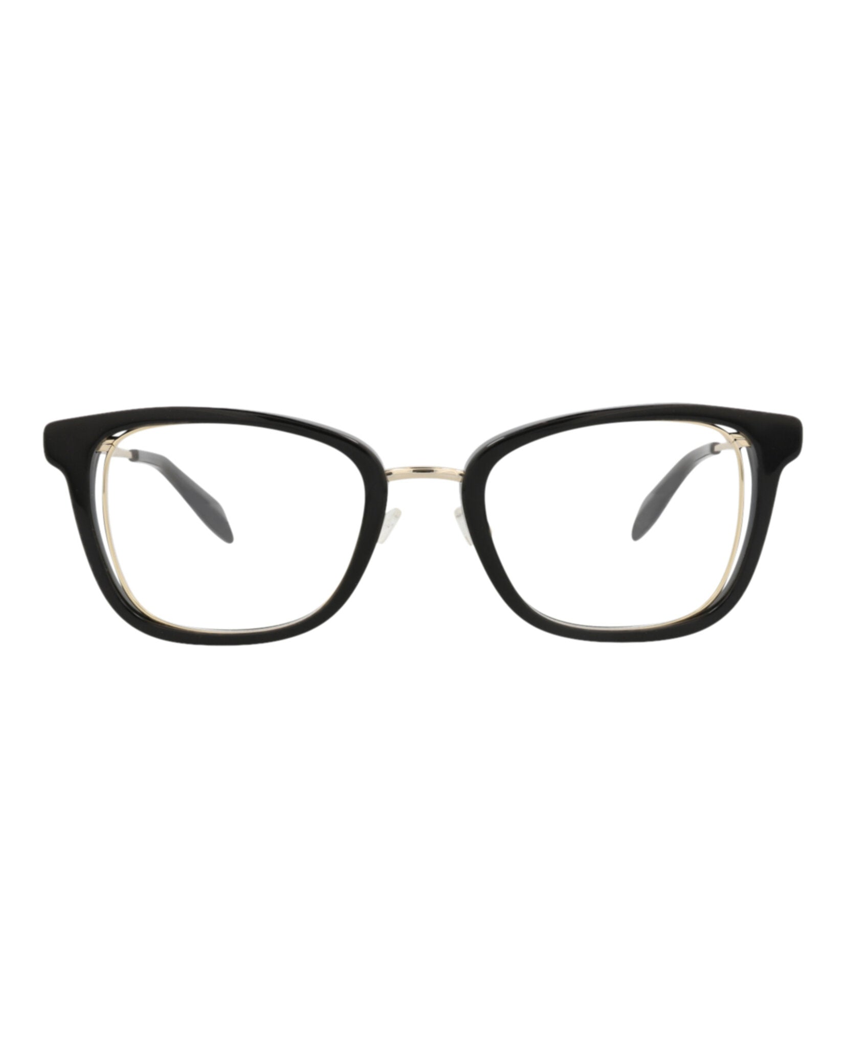 Alexander McQueen Womens Square/Rectangle Black Gold Transparent Fashion Designer Eyewear