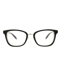 Alexander McQueen Womens Square/Rectangle Black Gold Transparent Fashion Designer Eyewear