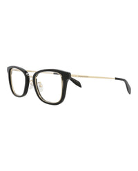 Alexander McQueen Womens Square/Rectangle Black Gold Transparent Fashion Designer Eyewear