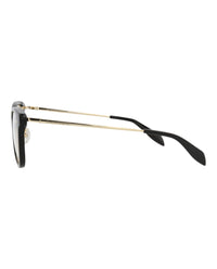 Alexander McQueen Womens Square/Rectangle Black Gold Transparent Fashion Designer Eyewear
