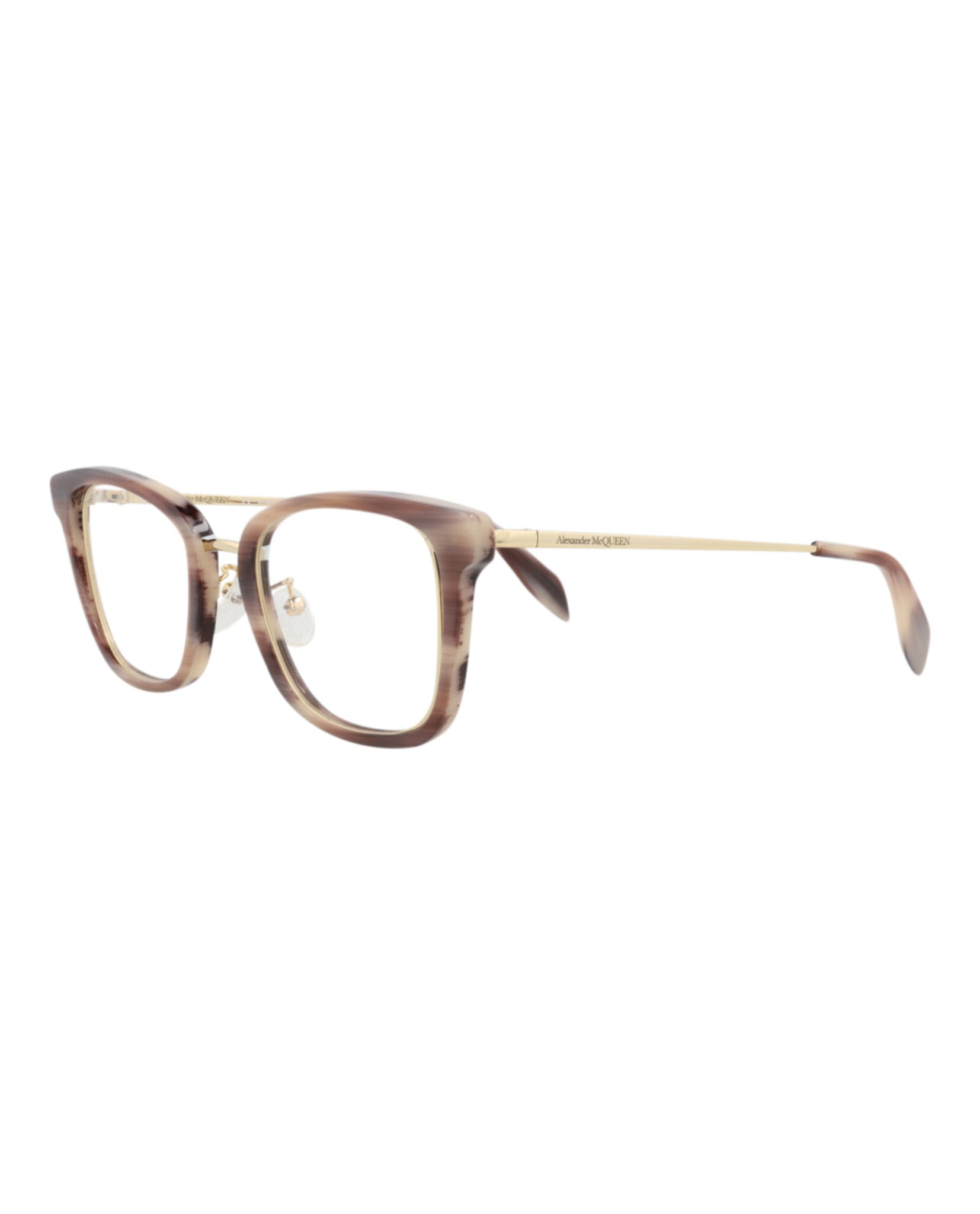 Alexander McQueen Womens Square/Rectangle Pink Gold Transparent Fashion Designer Eyewear