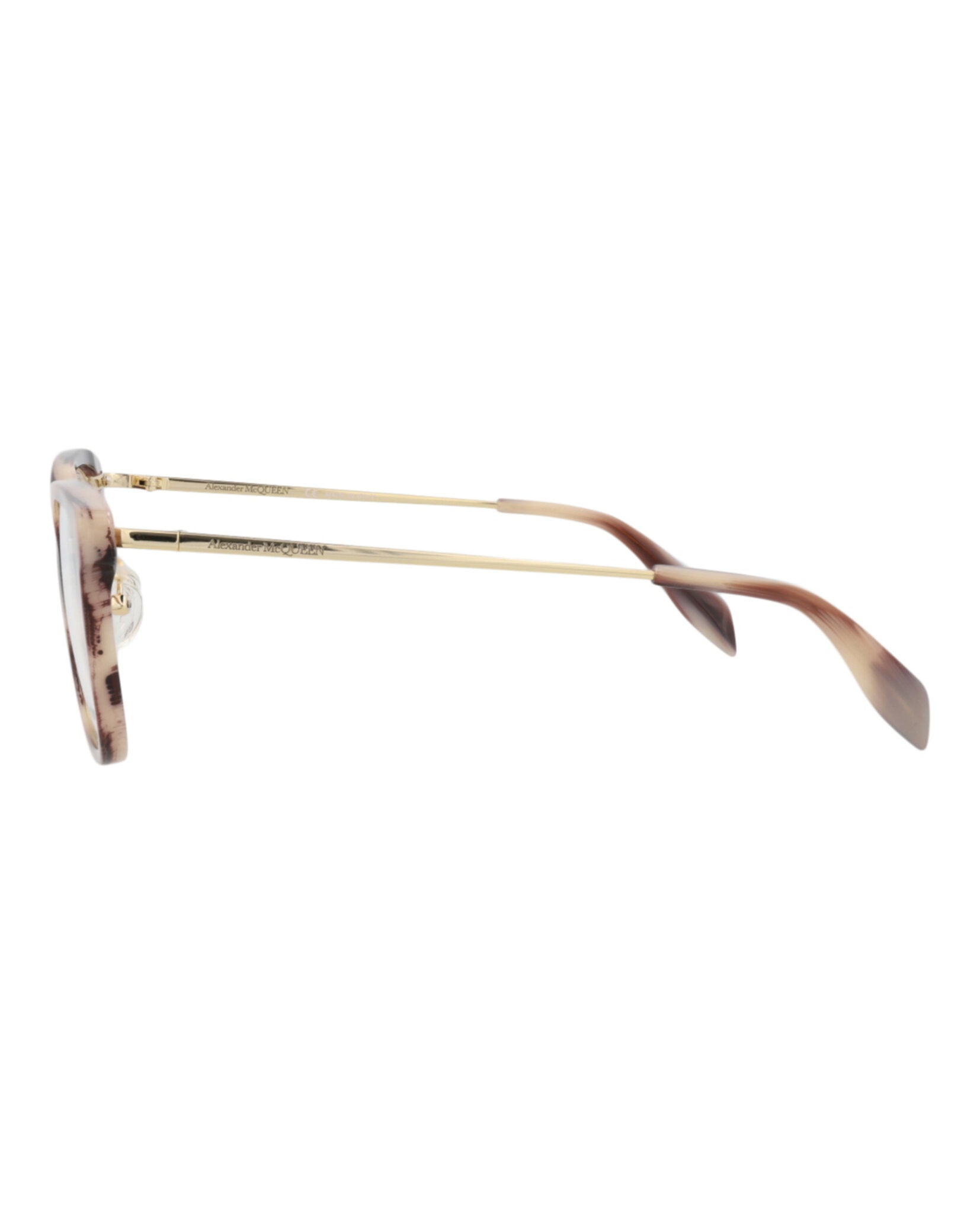 Alexander McQueen Womens Square/Rectangle Pink Gold Transparent Fashion Designer Eyewear