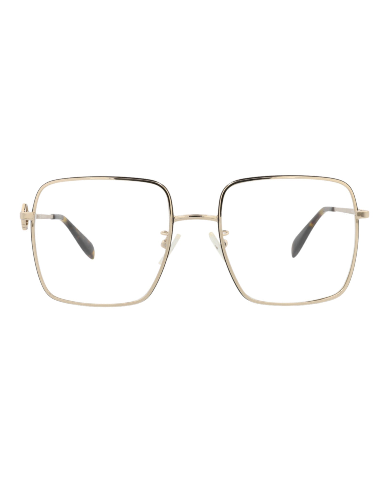 Alexander McQueen Womens Square/Rectangle Gold Gold Transparent Fashion Designer Eyewear