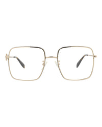 Alexander McQueen Womens Square/Rectangle Gold Gold Transparent Fashion Designer Eyewear