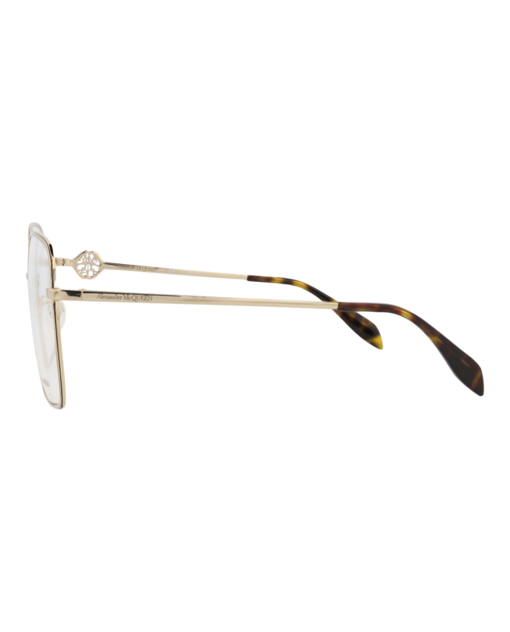 Alexander McQueen Womens Square/Rectangle Gold Gold Transparent Fashion Designer Eyewear