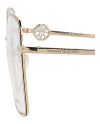 Alexander McQueen Womens Square/Rectangle Gold Gold Transparent Fashion Designer Eyewear