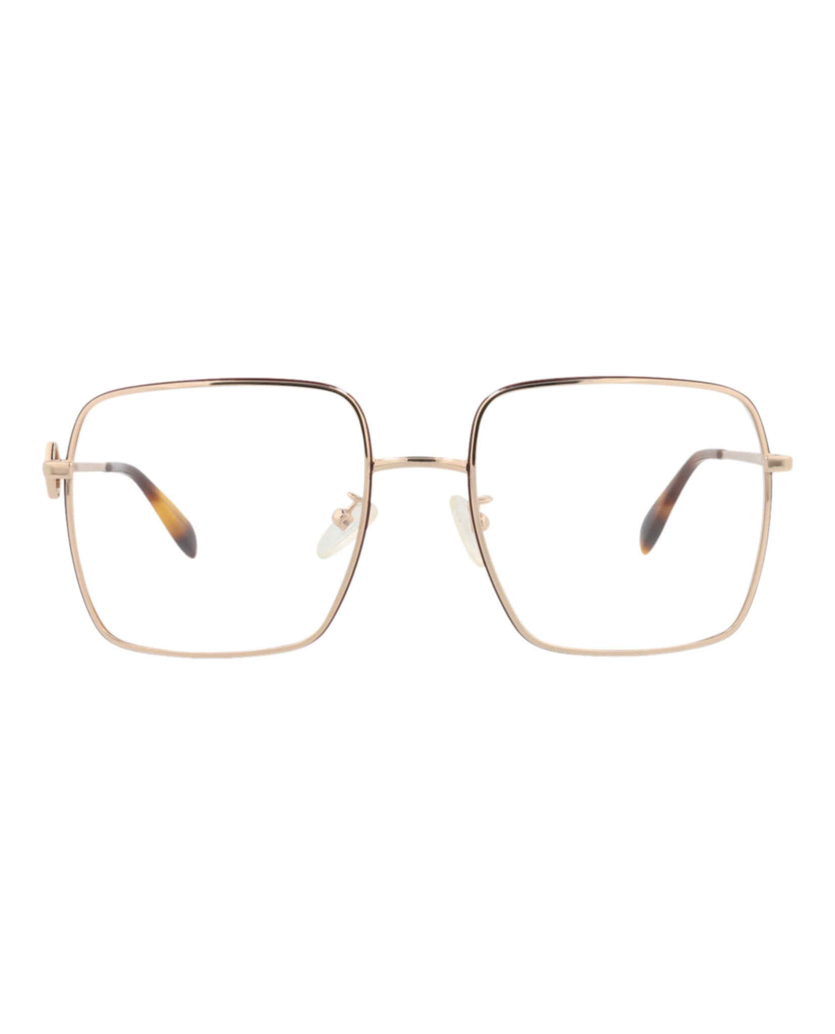 Alexander McQueen Womens Square/Rectangle Gold Gold Transparent Fashion Designer Eyewear