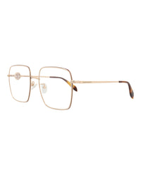 Alexander McQueen Womens Square/Rectangle Gold Gold Transparent Fashion Designer Eyewear