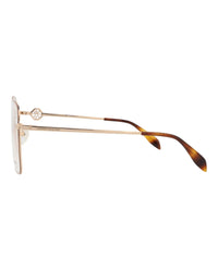Alexander McQueen Womens Square/Rectangle Gold Gold Transparent Fashion Designer Eyewear