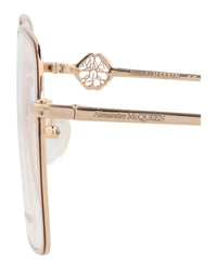 Alexander McQueen Womens Square/Rectangle Gold Gold Transparent Fashion Designer Eyewear