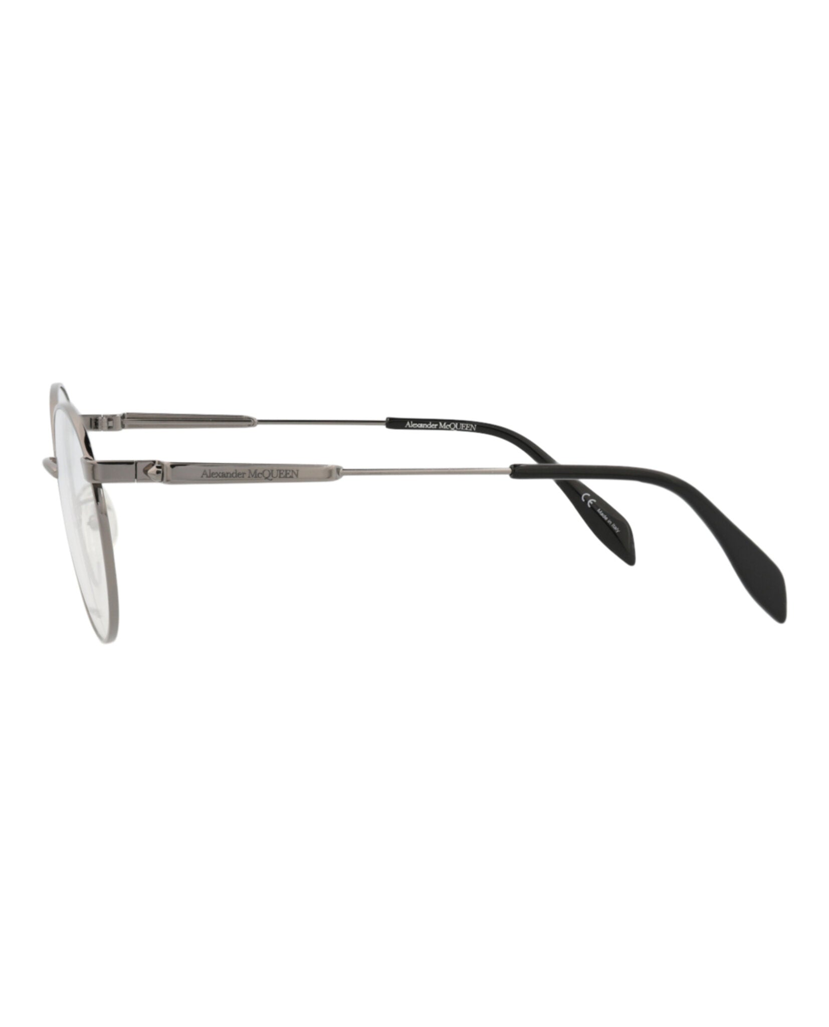 Alexander McQueen Mens Round/Oval Ruthenium Ruthenium Transparent Fashion Designer Eyewear