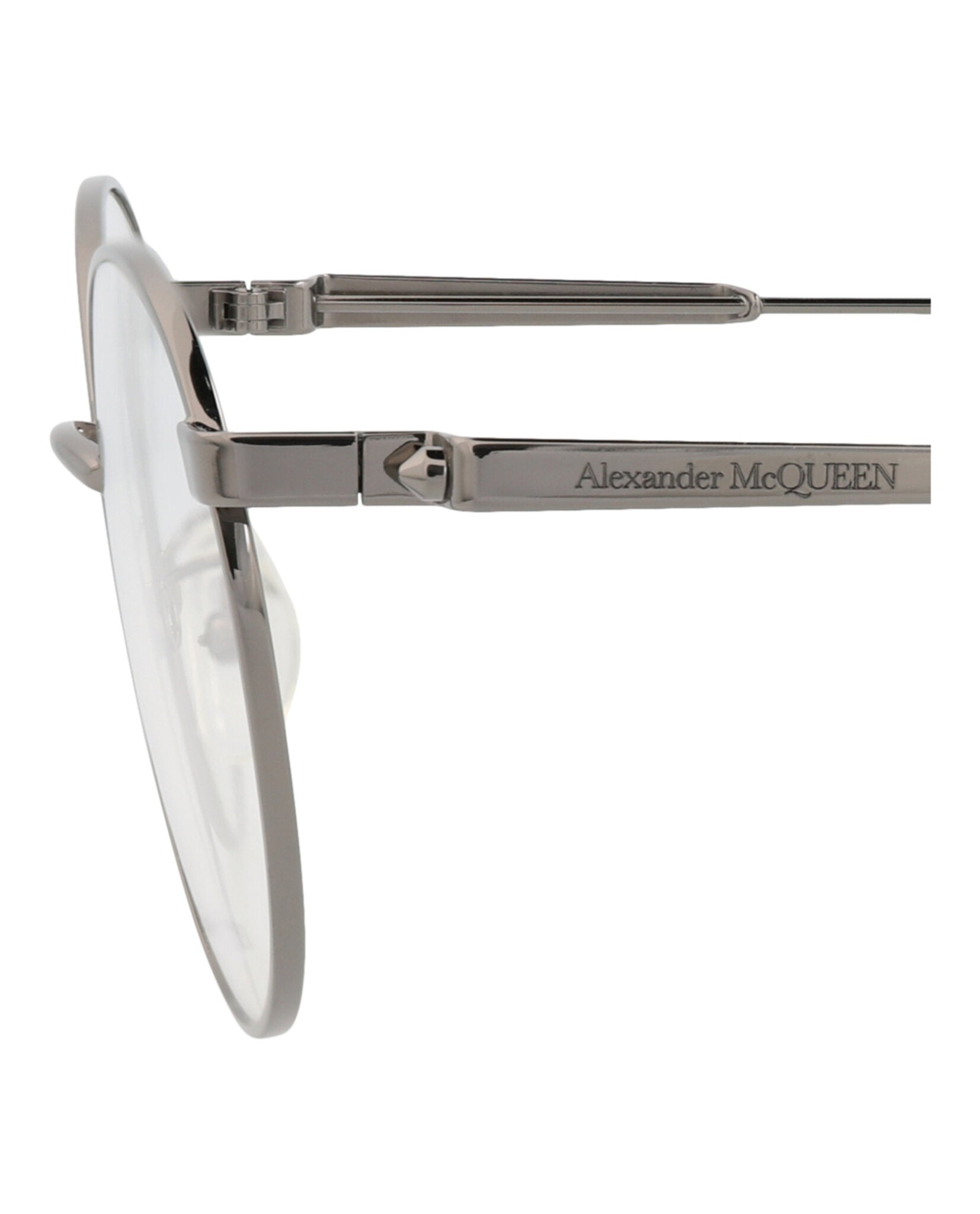 Alexander McQueen Mens Round/Oval Ruthenium Ruthenium Transparent Fashion Designer Eyewear