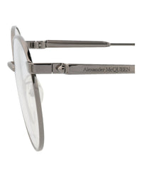 Alexander McQueen Mens Round/Oval Ruthenium Ruthenium Transparent Fashion Designer Eyewear