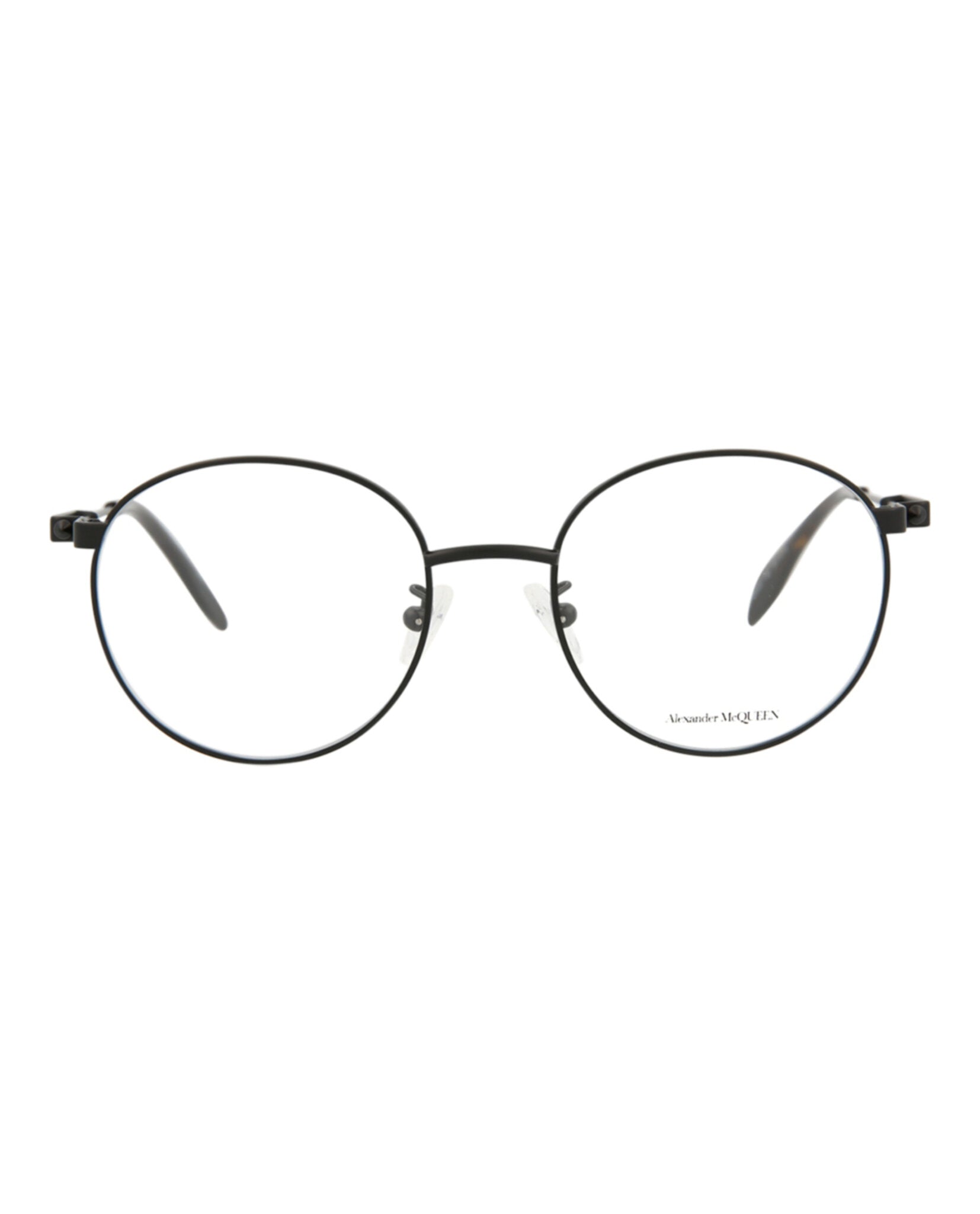 Alexander McQueen Mens Round/Oval Black Black Transparent Fashion Designer Eyewear