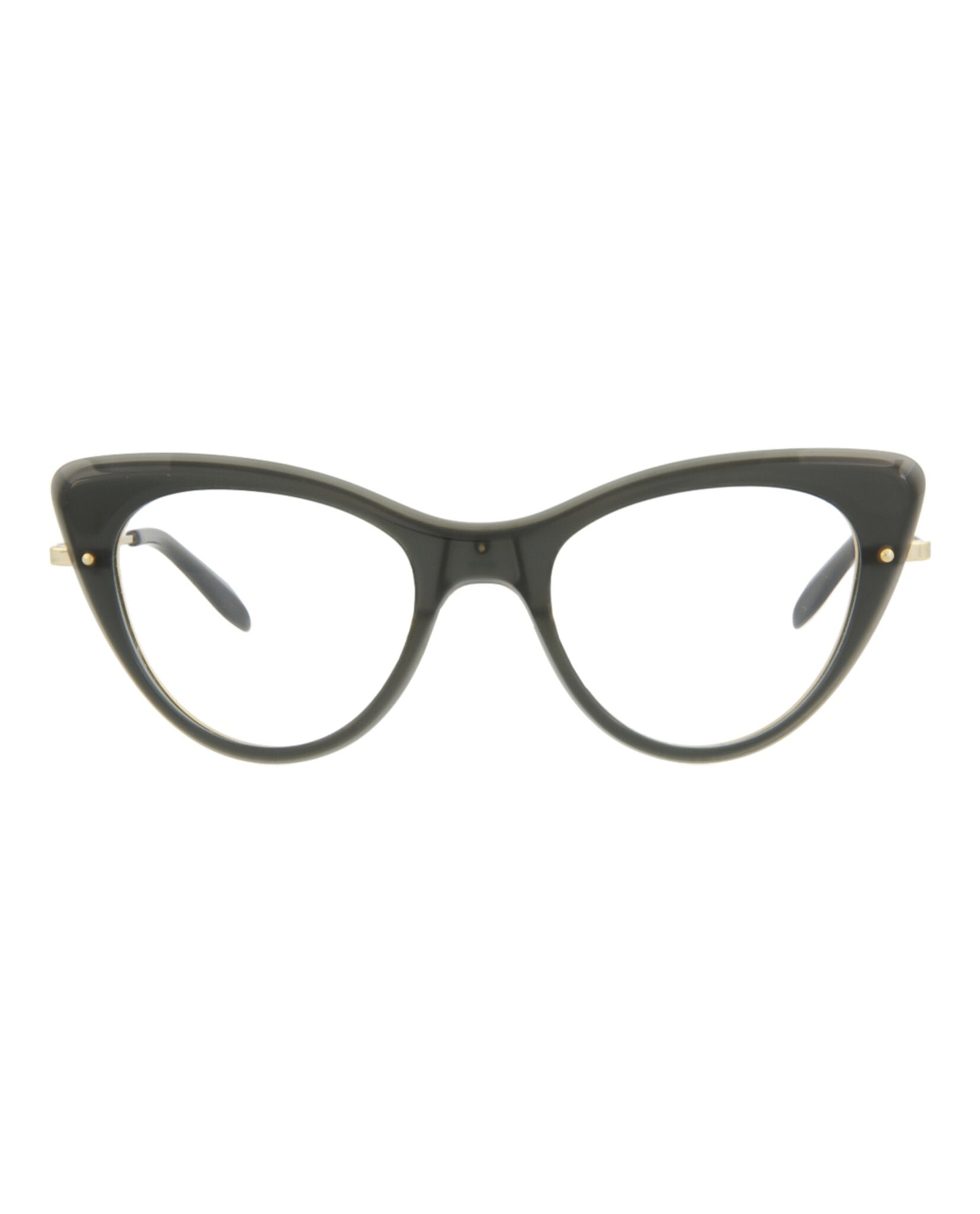 Alexander McQueen Womens Cat Eye Grey Gold Transparent Fashion Designer Eyewear