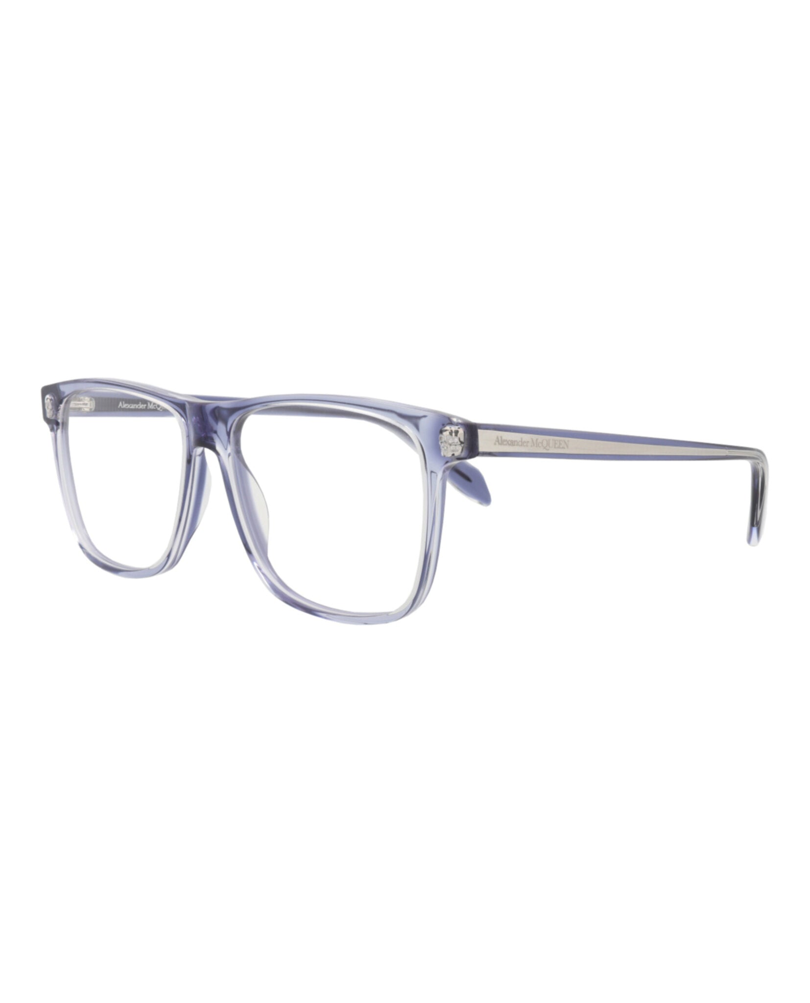 Alexander McQueen Mens Square/Rectangle Blue Blue Transparent Fashion Designer Eyewear
