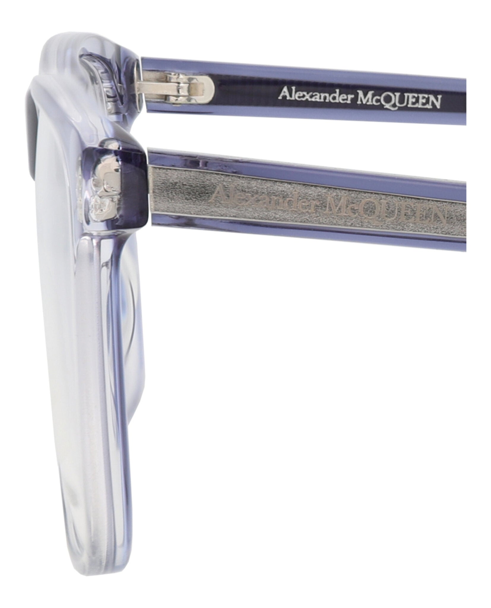 Alexander McQueen Mens Square/Rectangle Blue Blue Transparent Fashion Designer Eyewear