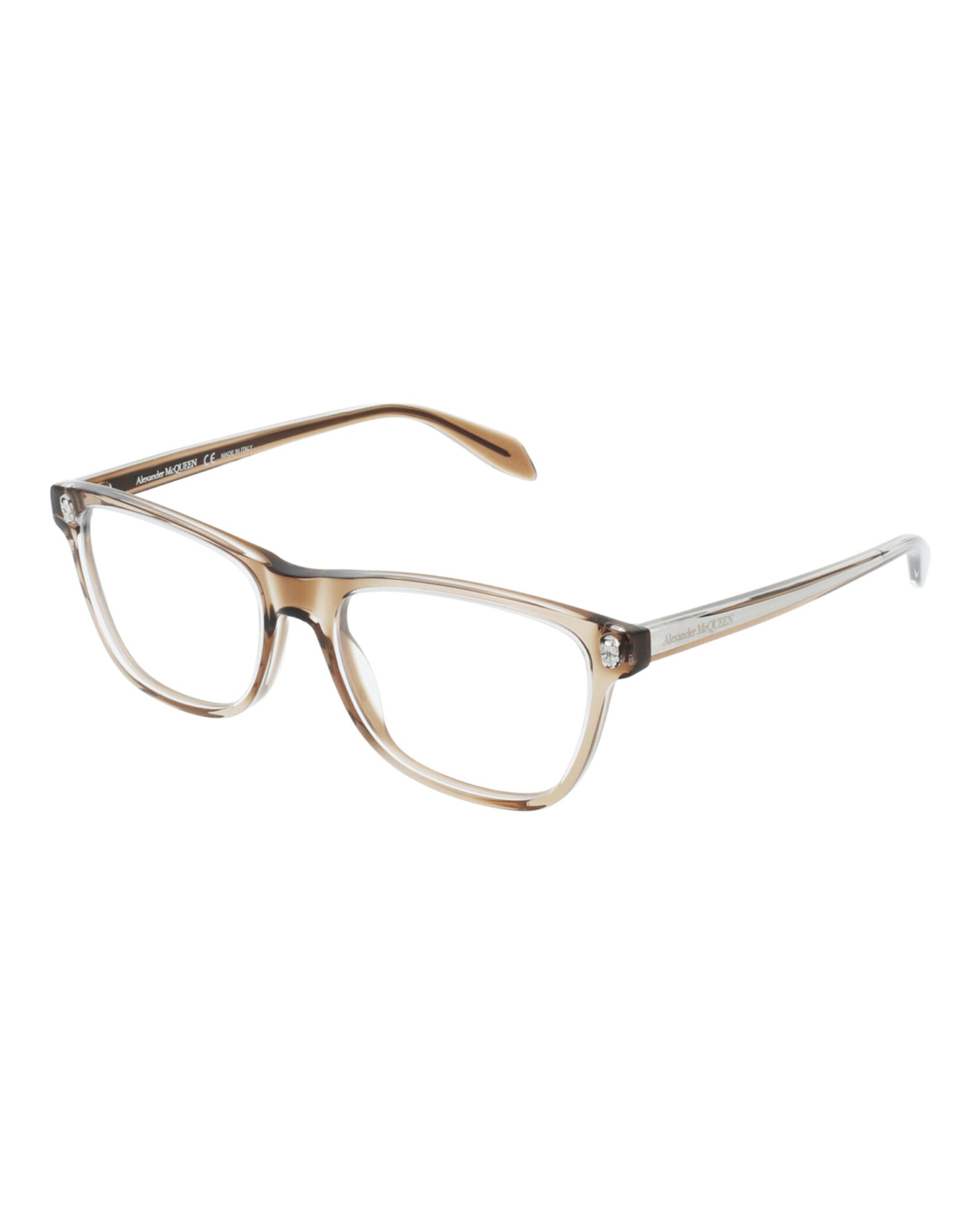 Alexander McQueen Mens Square/Rectangle Brown Brown Transparent Fashion Designer Eyewear