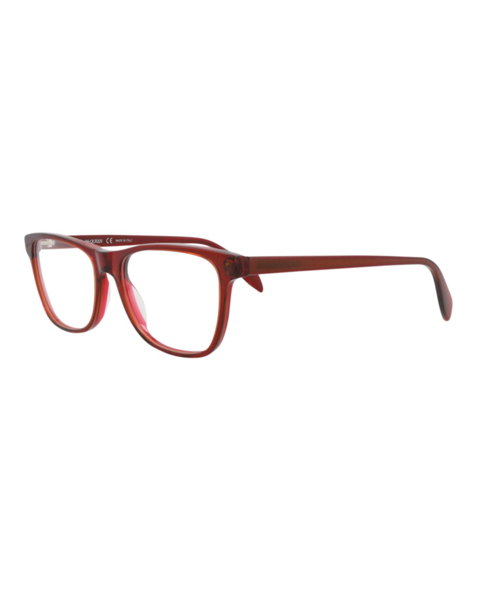 Alexander McQueen Unisex Square/Rectangle Red Red Transparent Fashion Designer Eyewear