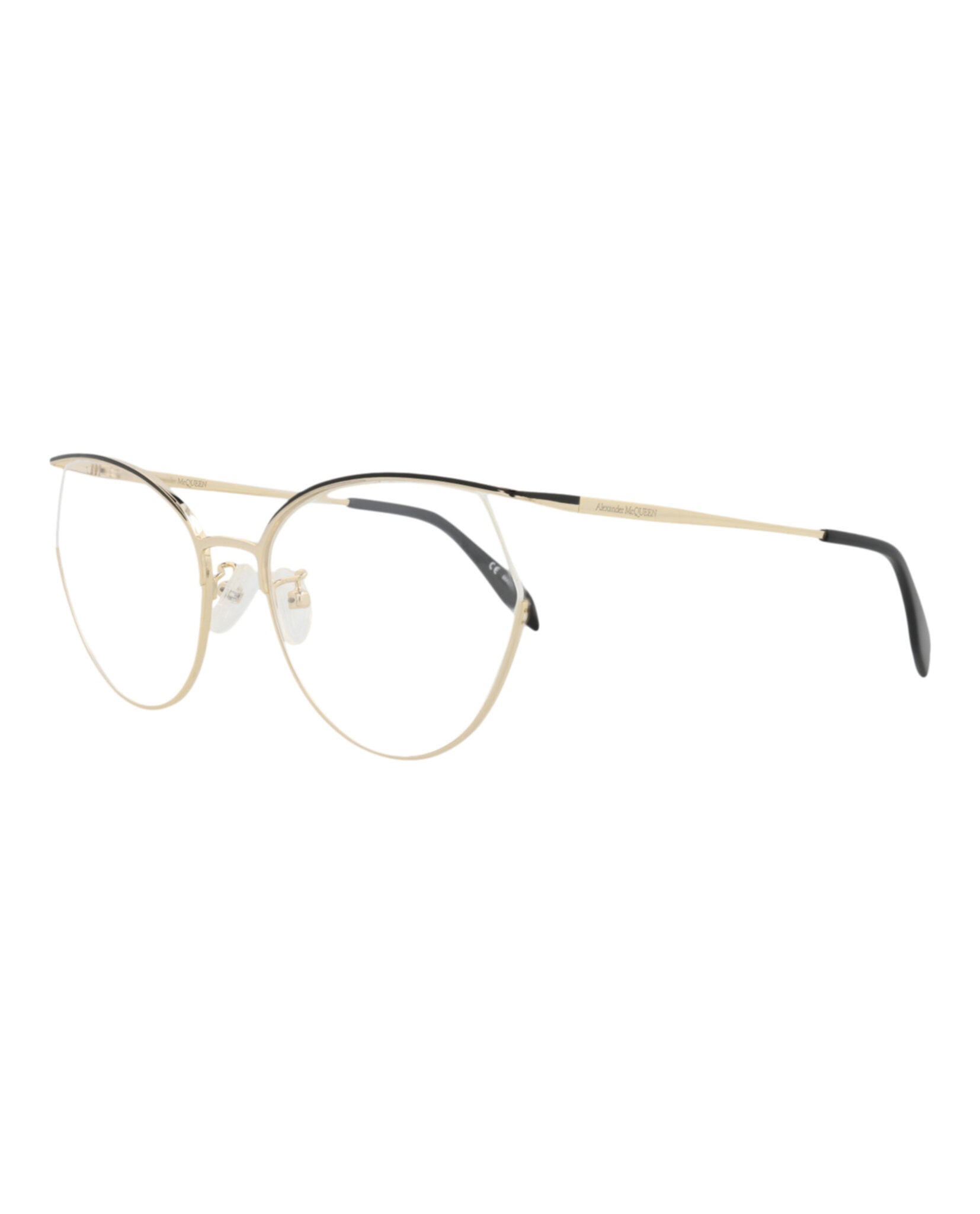 Alexander McQueen Womens Cat Eye Gold Gold Transparent Fashion Designer Eyewear