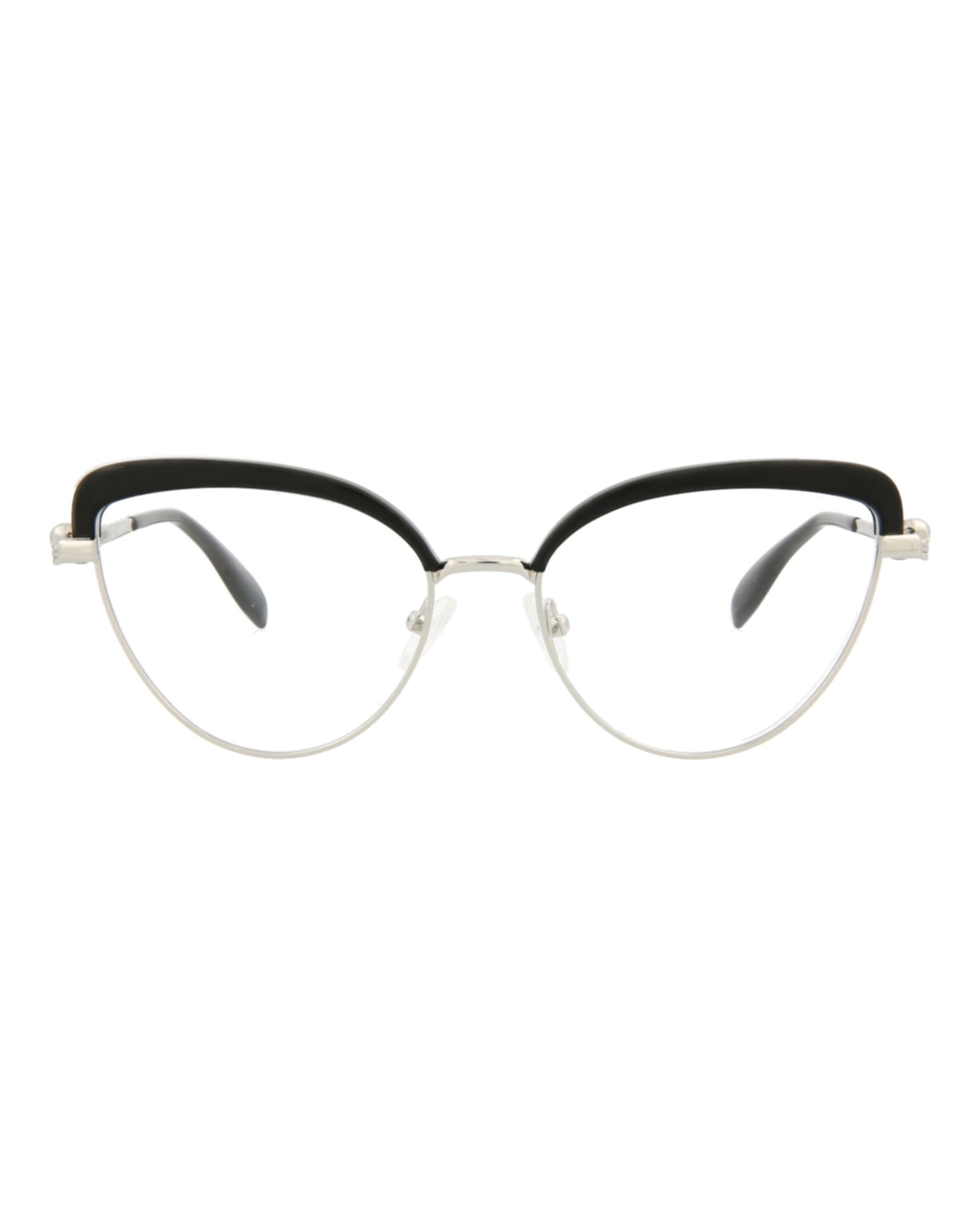 Alexander McQueen Womens Cat Eye Silver Silver Transparent Fashion Designer Eyewear