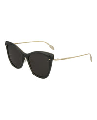 Alexander McQueen Alexander McQueen Womens Cat Eye Grey Gold Smoke Fashion Designer Eyewear