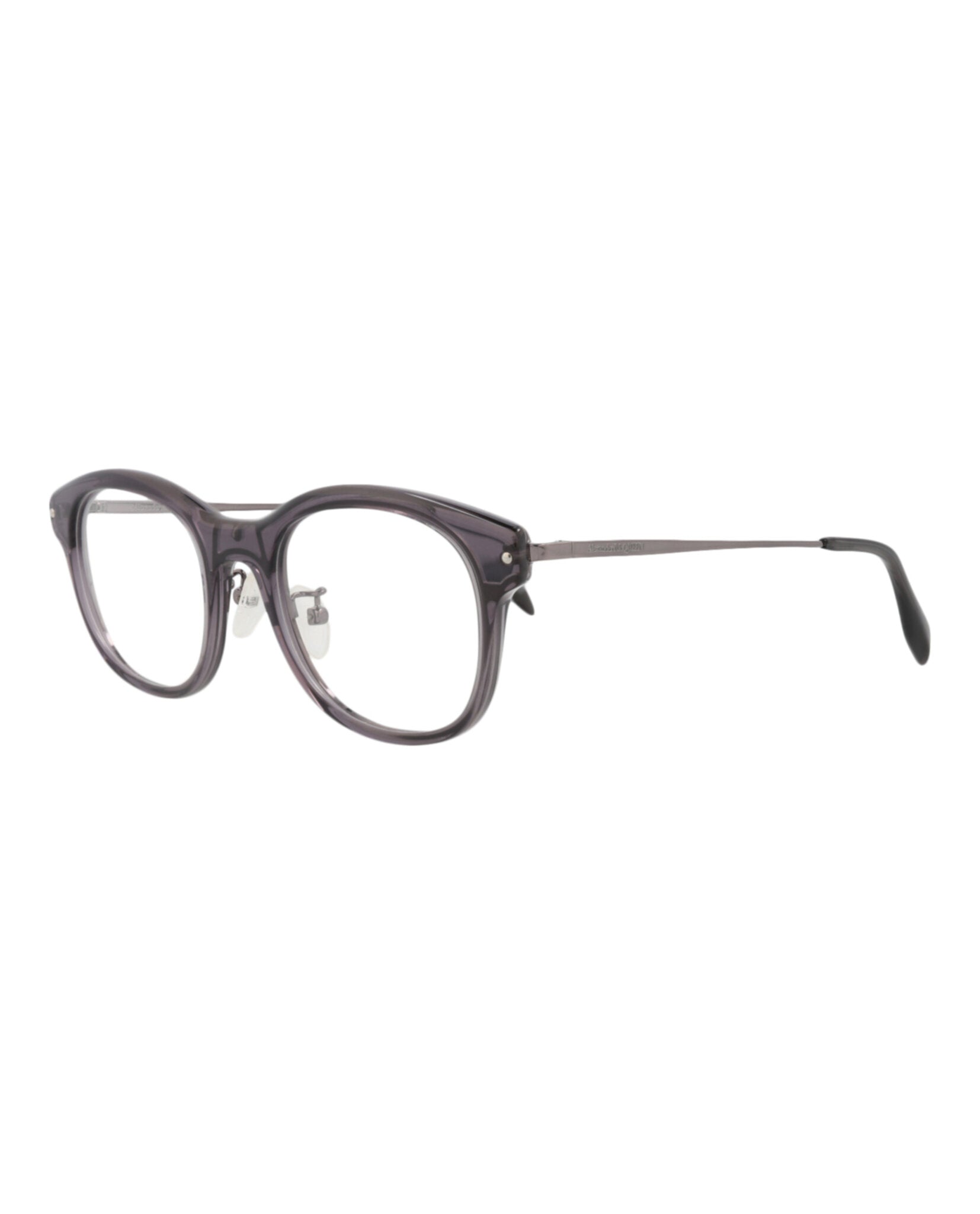 Alexander McQueen Mens Round/Oval Grey Ruthenium Transparent Fashion Designer Eyewear