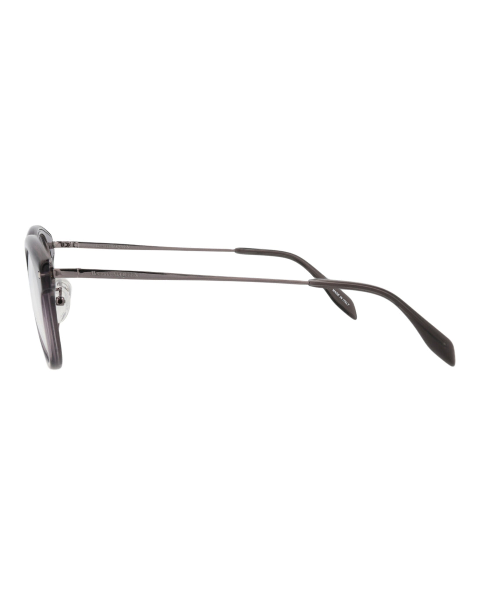 Alexander McQueen Mens Round/Oval Grey Ruthenium Transparent Fashion Designer Eyewear
