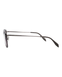 Alexander McQueen Mens Round/Oval Grey Ruthenium Transparent Fashion Designer Eyewear