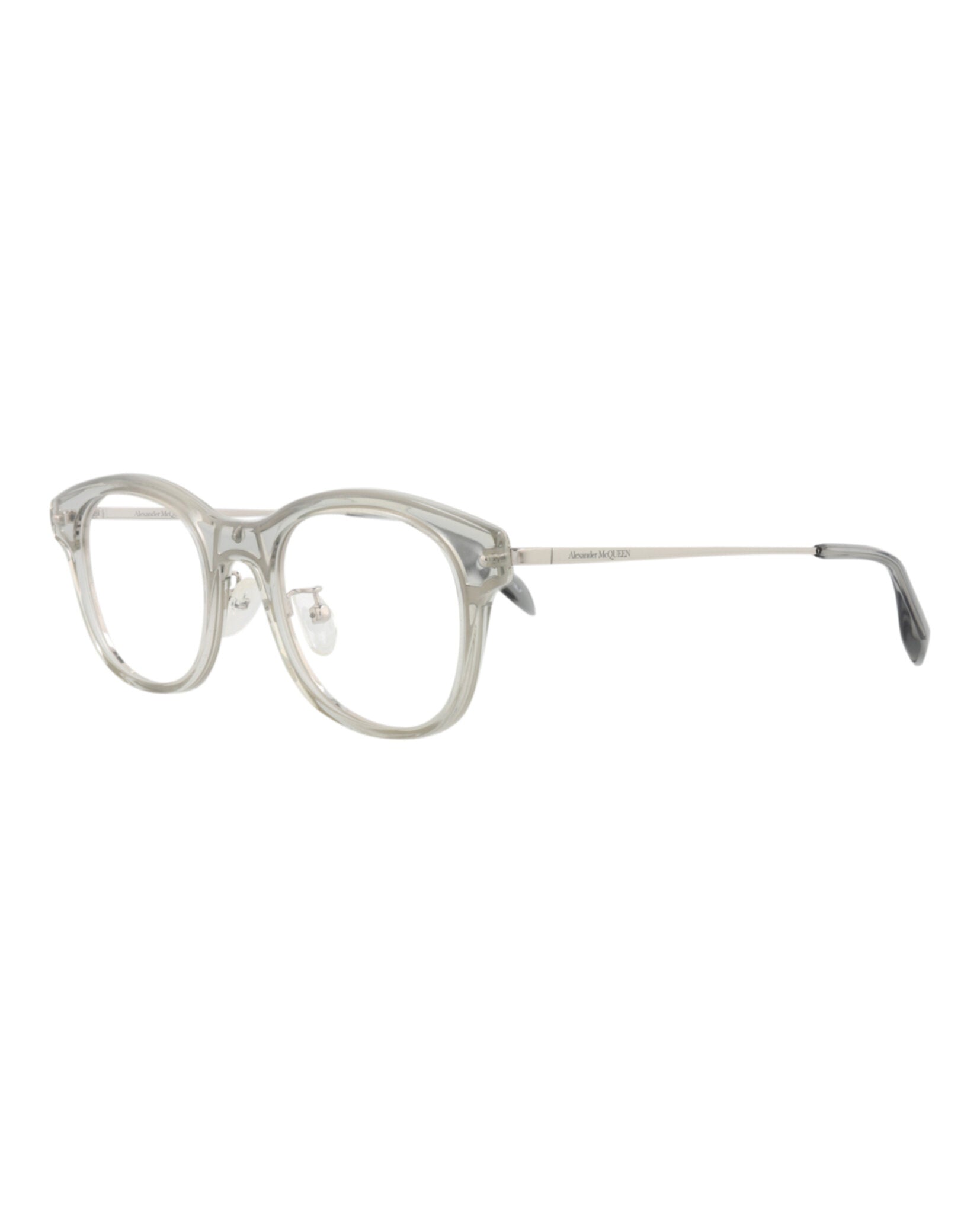 Alexander McQueen Mens Round/Oval Grey Silver Transparent Fashion Designer Eyewear