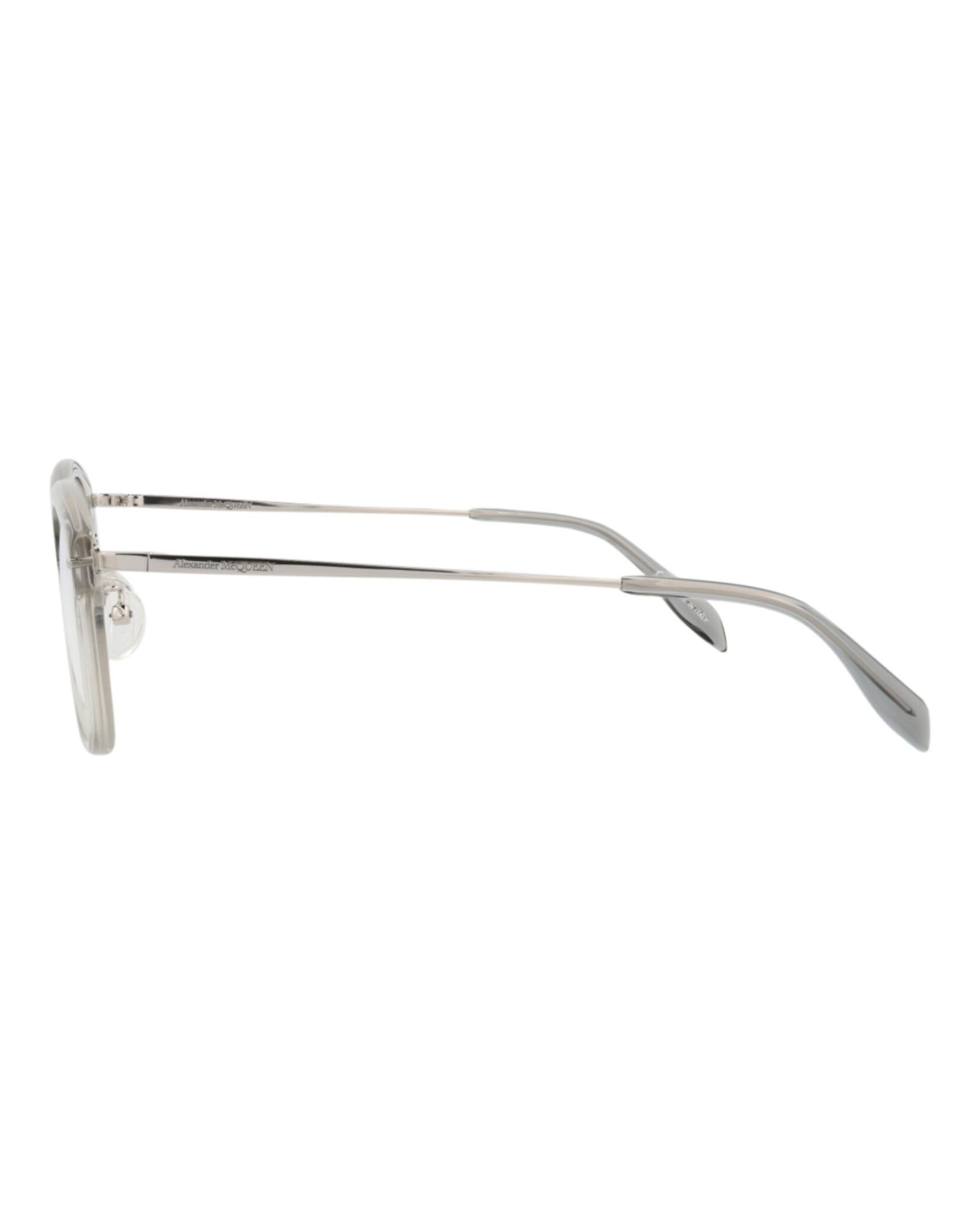 Alexander McQueen Mens Round/Oval Grey Silver Transparent Fashion Designer Eyewear