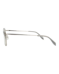 Alexander McQueen Mens Round/Oval Grey Silver Transparent Fashion Designer Eyewear