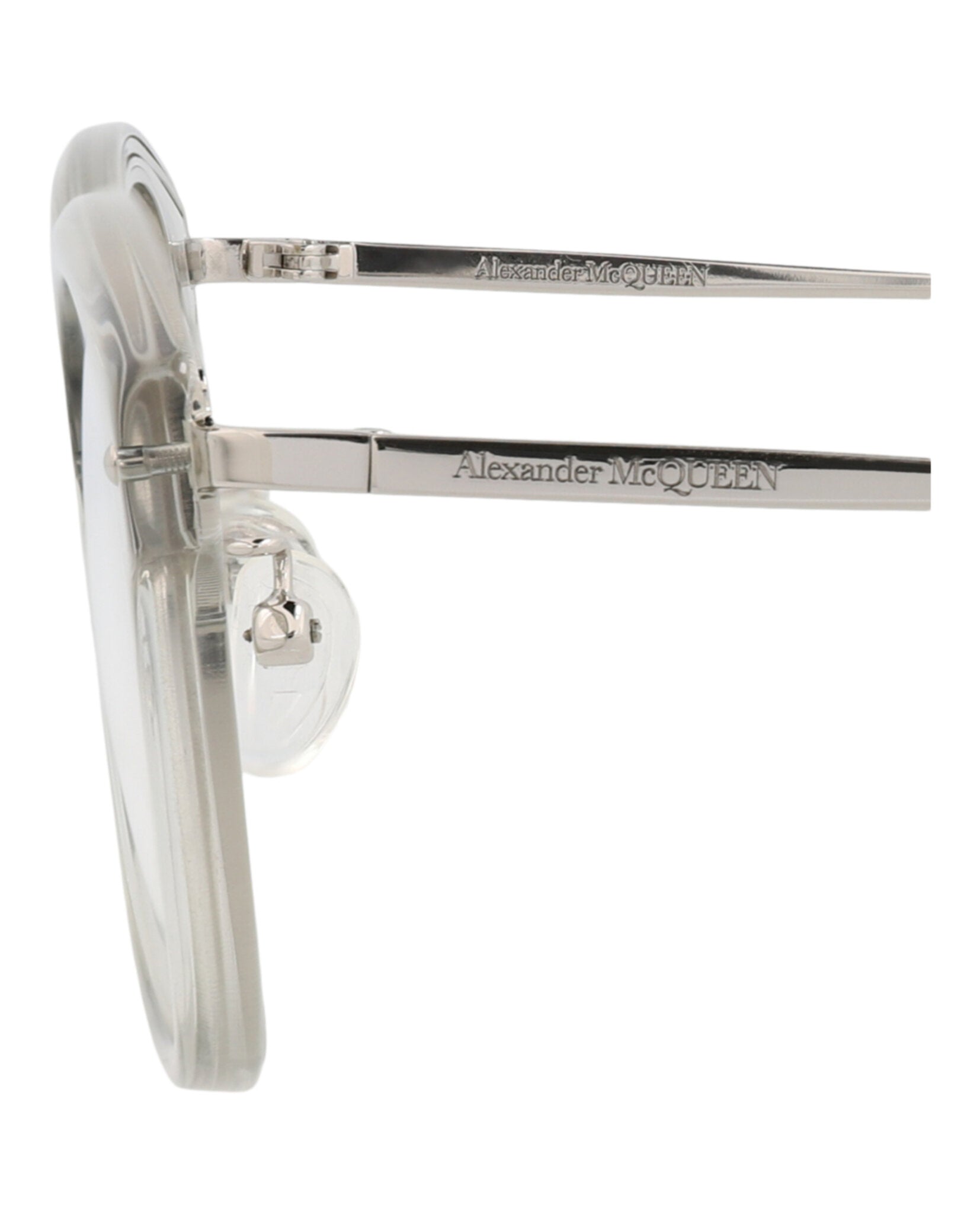 Alexander McQueen Mens Round/Oval Grey Silver Transparent Fashion Designer Eyewear
