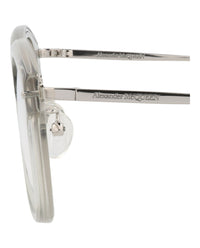 Alexander McQueen Mens Round/Oval Grey Silver Transparent Fashion Designer Eyewear