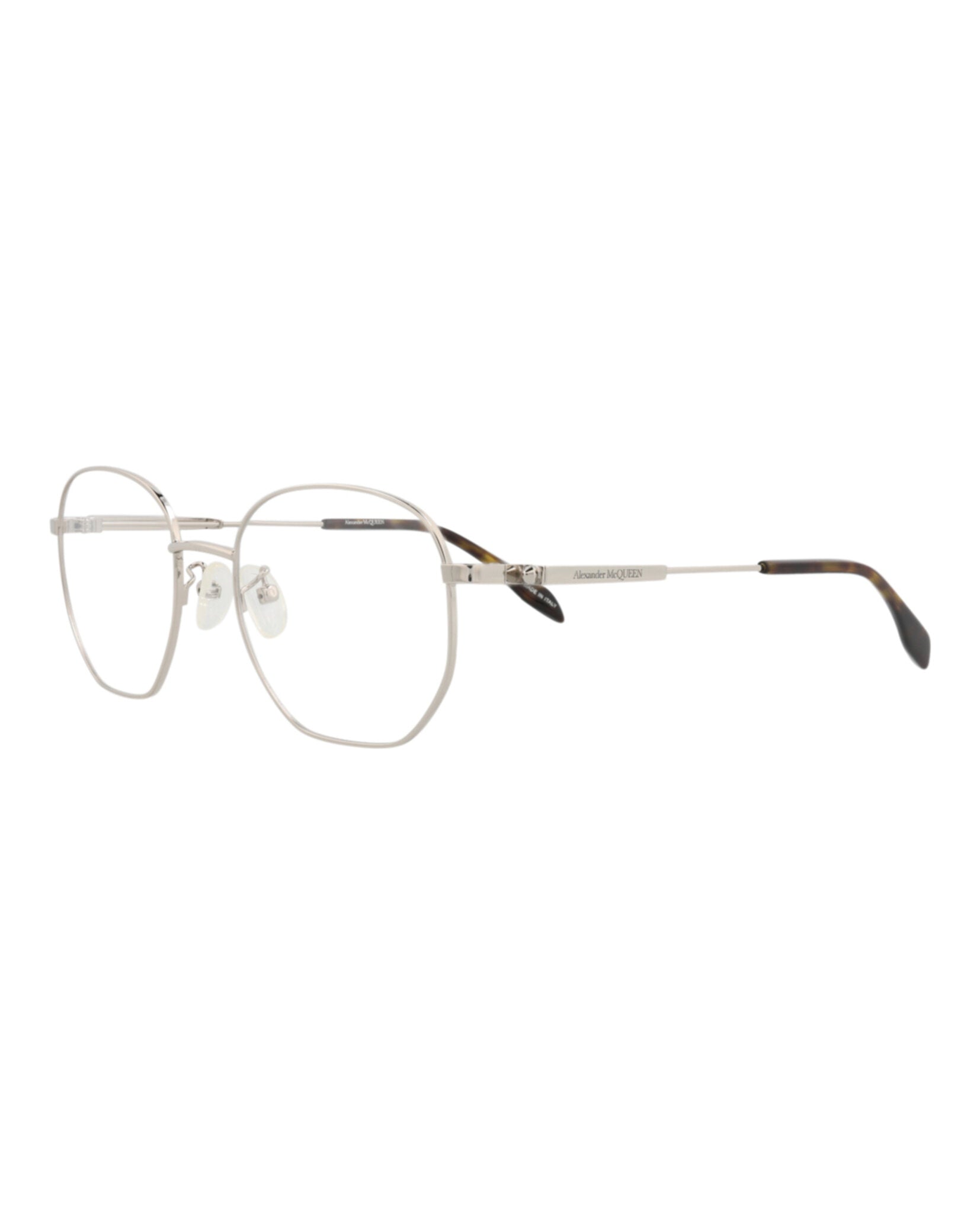 Alexander McQueen Mens Round/Oval Silver Silver Transparent Fashion Designer Eyewear