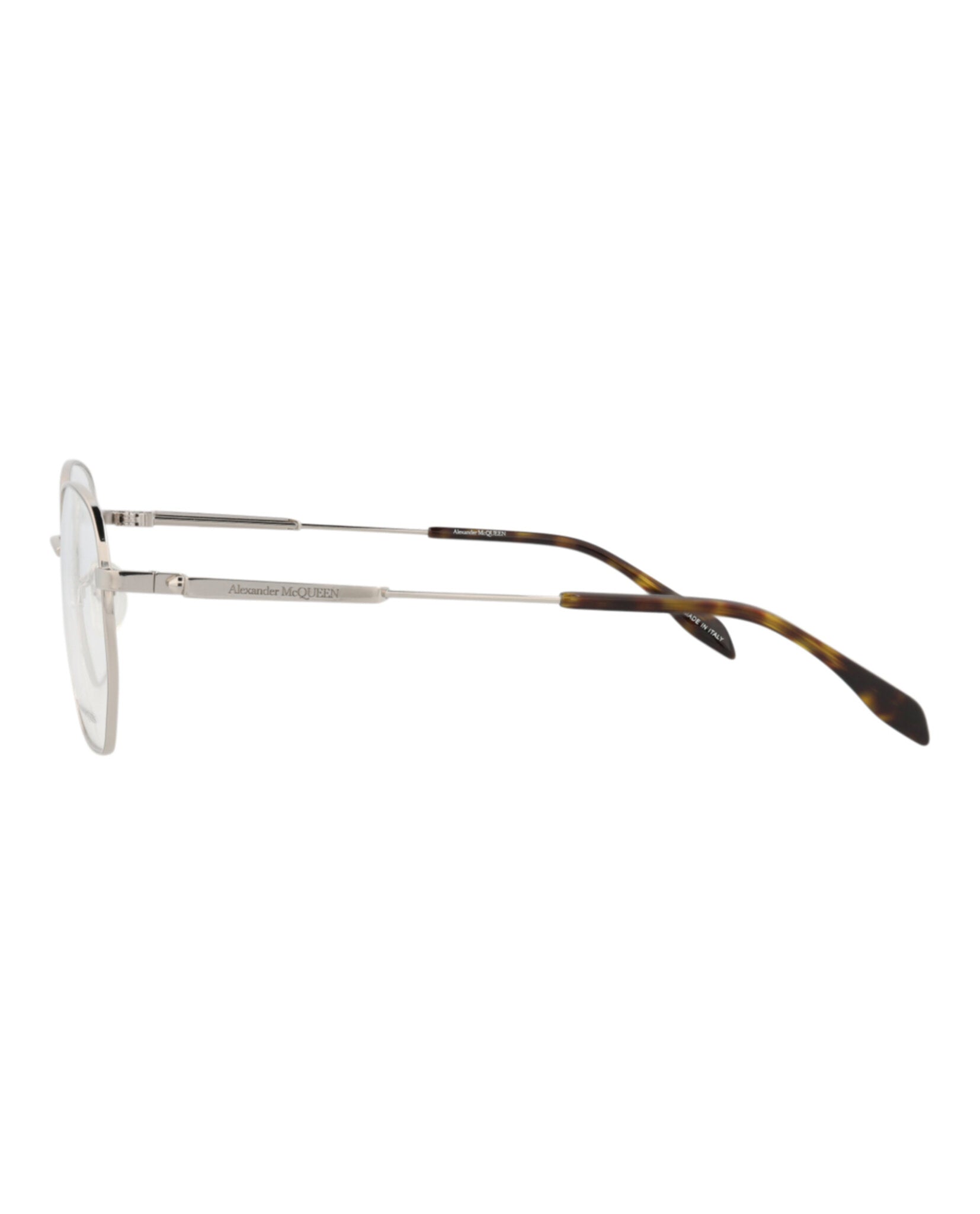 Alexander McQueen Mens Round/Oval Silver Silver Transparent Fashion Designer Eyewear