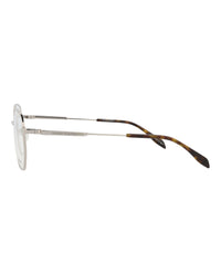 Alexander McQueen Mens Round/Oval Silver Silver Transparent Fashion Designer Eyewear