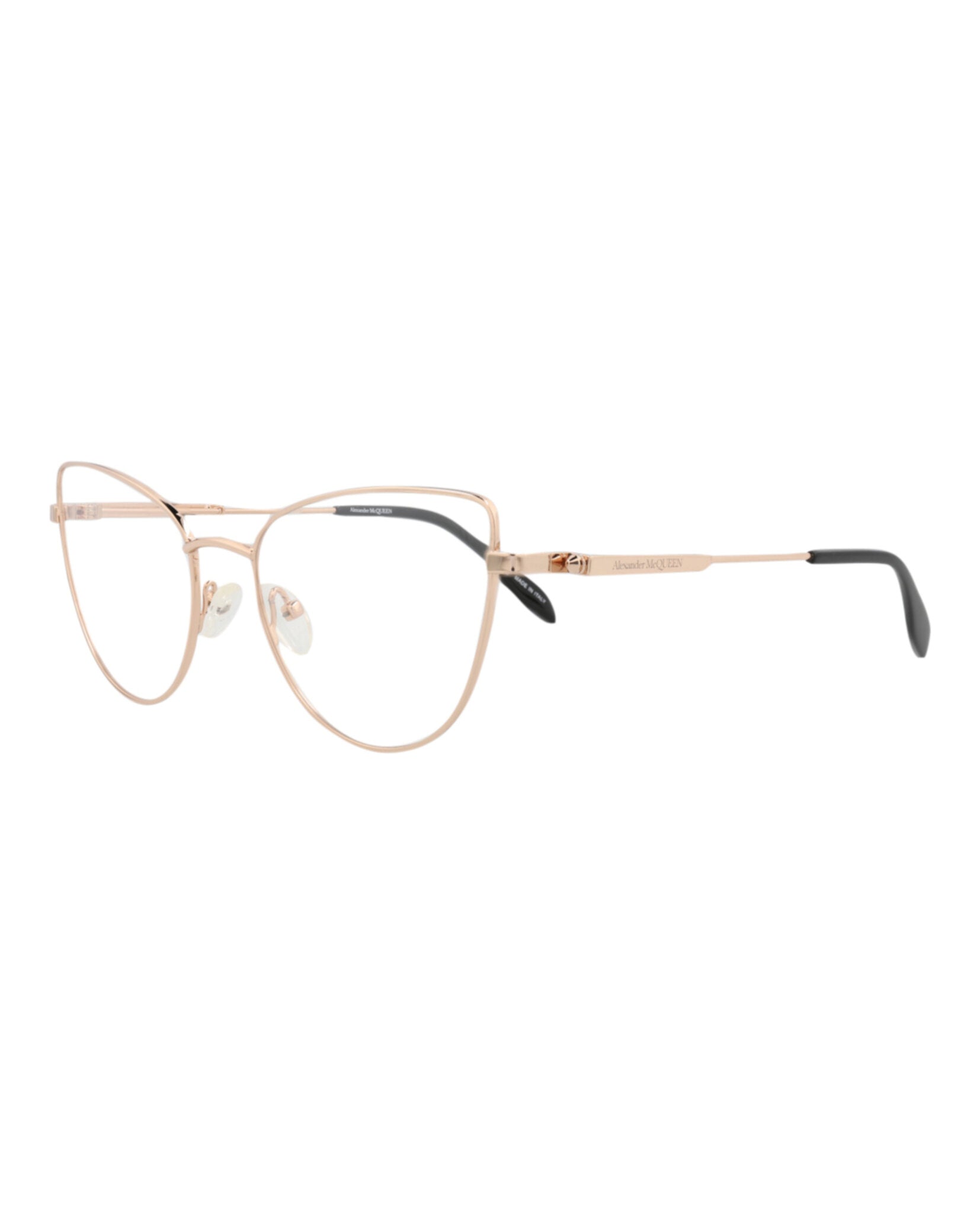 Alexander McQueen Womens Cat Eye Gold Gold Transparent Fashion Designer Eyewear